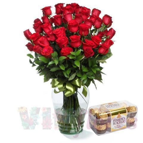 50 Rosas Sentimientos + Chocolates