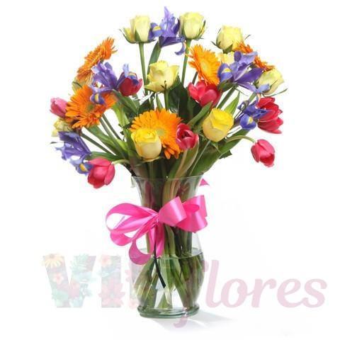 40 Flores - Arreglo Floral Mix Arcoiris
