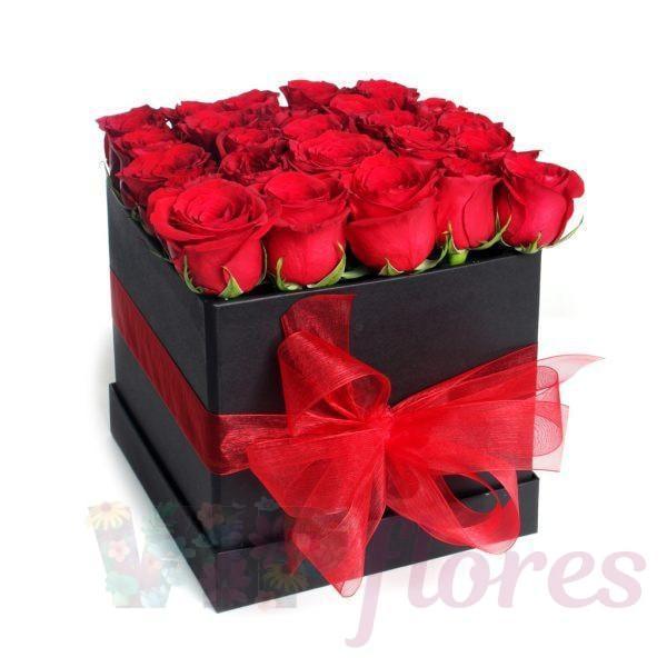 24 Rosas en caja negra con moño