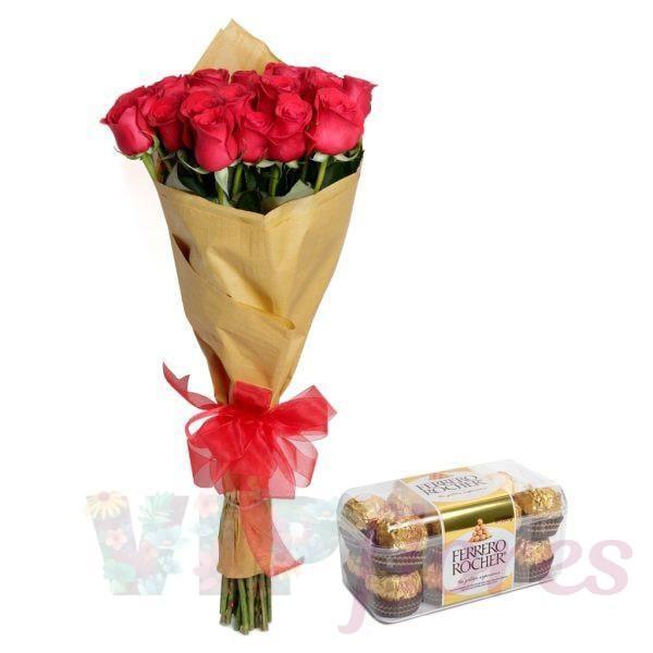 24 Rosas en Bouquet + Chocolates