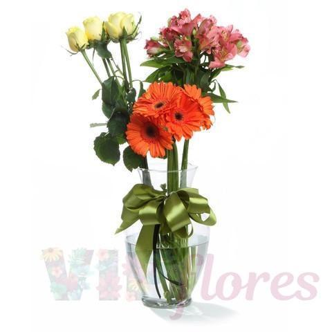 Arreglo de Rosas, Gerberas y Alstroemerias